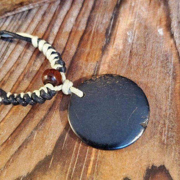 Handcrafted Tribal Bone Carved Symbols Necklace from India - Picture 4 of 6